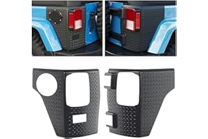 ECOTRIC Rear Corner Guards Body Armor Compatible with 2007-2018 Jeep Wrangler JK JKU Replacement for 11651.01 Tail Light Trim Covers Rear Quarter Panel Textured Black Exterior Accessories 2Pcs