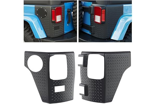 ECOTRIC Rear Corner Guards Body Armor Compatible with 2007-2018 Jeep Wrangler JK JKU Replacement for 11651.01 Tail Light Trim Covers Rear Quarter Panel Textured Black Exterior Accessories 2Pcs