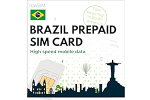 travSIM Brazil SIM Card | 12GB Mobile Data at 4G/5G speeds | Free Roaming in South America| Works on iOS and Android Devices | Plan on Brazil SIM Card Prepaid is Valid for 30 Days