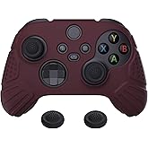 eXtremeRate PlayVital Guardian Edition Wine Red Ergonomic Soft Anti-slip Controller Silicone Case Cover for Xbox Series X/S, Rubber Protector Skins with Joystick Cap for Xbox Core Wireless Controller