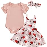 Mubineo Baby Girl Clothes Summer Cute Skirt Outfits Short Sleeve Romper Floral Overall Skirt Dress Infant Newborn Outfit