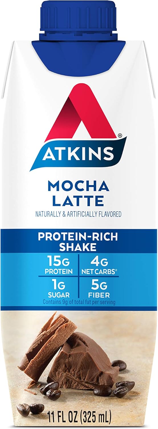 Atkins Gluten Free Protein-Rich Shake, Mocha Latte, Keto Friendly, 15 Count: Health & Personal Care