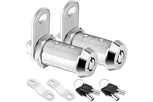 PTEROMY 2 Pack Cabinet Lock with Keys, 1-1/2'' Heavy Duty Tubular Cam Lock for RV Compartment Storage Locks, Full Set of RV Cam Locks (Chrome, 1-1/2'', 2 Pack)