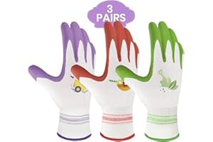 Velway 3 Pairs Gardening Gloves for Women - Breathable Rubber Coated Garden Work Gloves - Outdoor Protective Yard Gloves with Grip Gardening Gifts - Red & Purple & Green Large