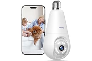 Hugolog 2K Light Bulb Security Cameras Wireless Outdoor-2.4GHz Cameras for Home Security Indoor with AI Motion Detection,Clear Color Night Vision,360°Auto Tracking,Siren Alarm,24/7 Recording