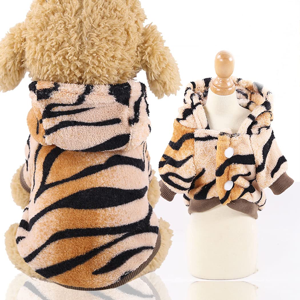 XIAOYU Pet Clothes Puppy Dog Cat Hoodie Warm Sweater Costume Hallowween Cosplay Party Apparel, Tiger, S