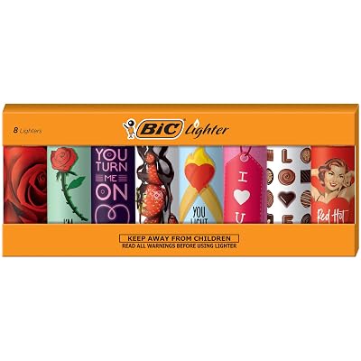 BIC Special Edition Valentines Series Lighters, Set of 8 Lighters