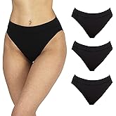 sam organics Organic Cotton Underwear Women's 3 Pack. High Waist, High Cut bikini brief. (Black 3Pack, Multi Colors 3Pack)