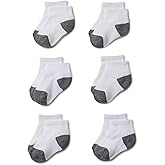 Amazon Essentials Unisex Kids' Performance Athletic Sport Ankle Socks, Zone Cushioning, Arch Support, 6 Pairs