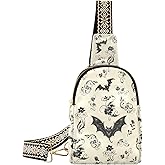 ZAZYXTJ Goth Bat Crossbody Sling Bag for Women Leather Small Chest Bag Adjustable Straps Daypack for Travel Sport Hiking