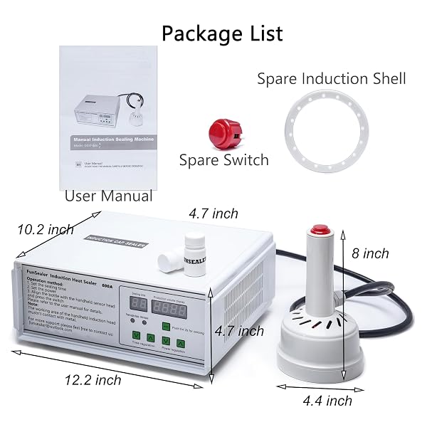FUNSEALER INDUCTION HEAT SEALER, BOTTLE CAP SEALING MACHINE FOR PLASTIC GLASS BOTTLE CAP 110V