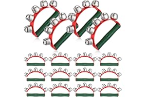 Maasechs 2 Pcs Christmas Hand Jingle Bells Red and Green Sleigh Bells Early Educational Rattles Musical Bell Instruments for Christmas Holiday Caroling Performances
