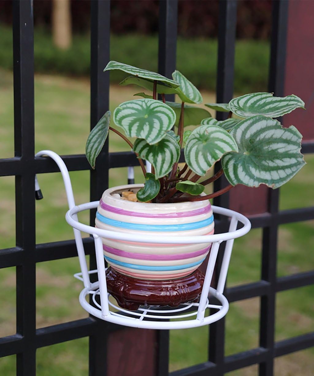 Window Flower Pot Shelf Iron Rails Hanging Plant Stand Wall Hanging Balcony Flower Rack(a Pack Of Two) ( Color : White , Size : A )