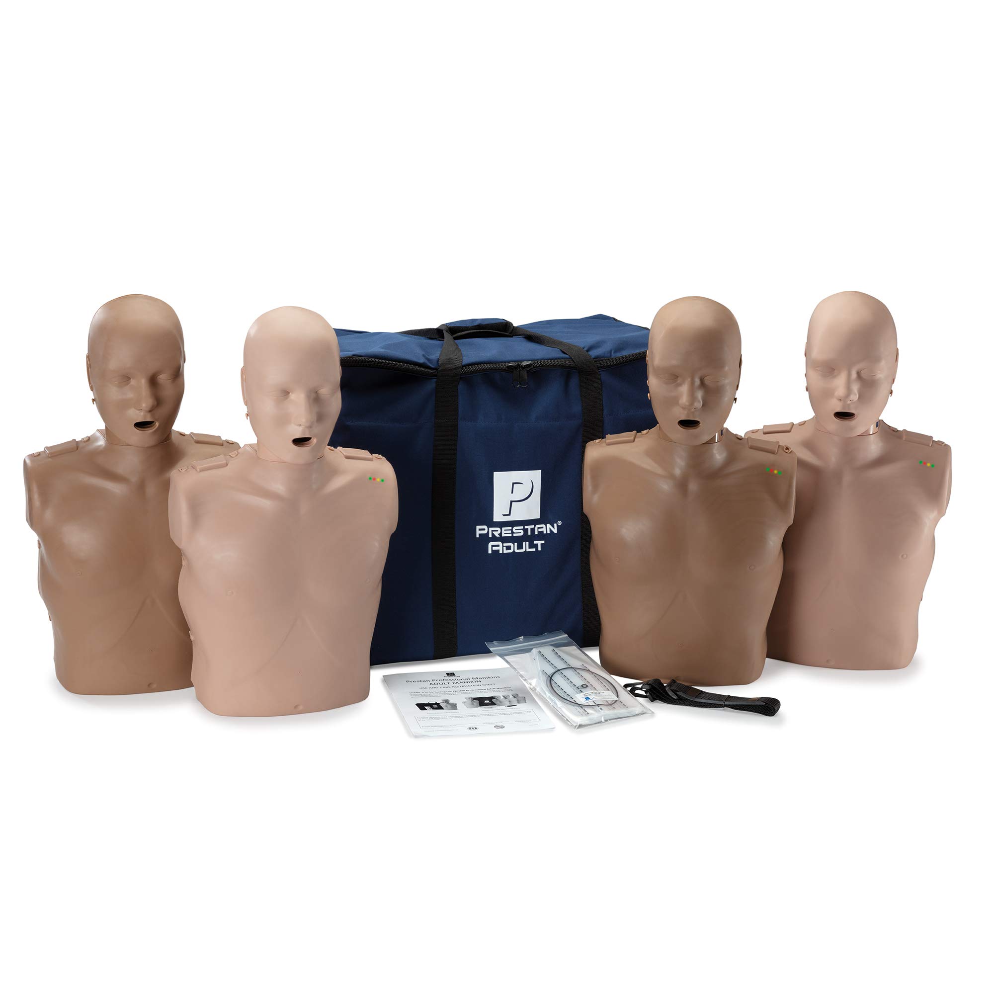 PRESTAN Professional Diversity Adult CPR/AED Training Kit. Manikins Pack of 4 with CPR Monitor - AHA Integrated Feedback Directive. Revolutionary CPR Rate Monitor - Includes 50 Lung Bags