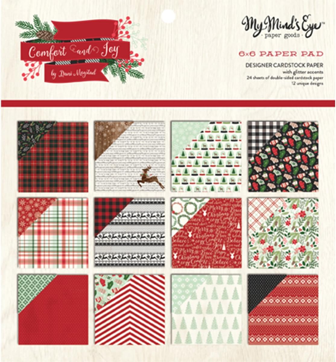 My Mind's Eye Double-Sided Paper Pad 6"X6" 24/Pkg-Comfort & Joy, 12 Designs/2 Each