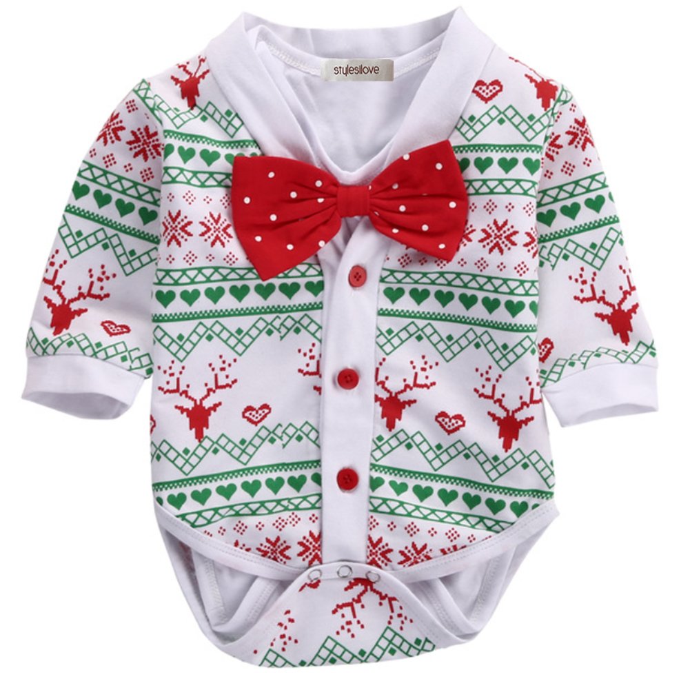 Stylesilove Infant Baby Boy Jumpsuit With Red Bowtie And Holiday - Main Image