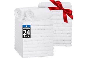 HOMERHYME Hand Towels for Bathroom, 24 Pack 25''*15'' Microfiber White Bath Hand Towels, Quick Dry Lint Free Soft Absorbent Bulk Washcloths Decorative Fingertip Towels for Hotel Travel Kitchen