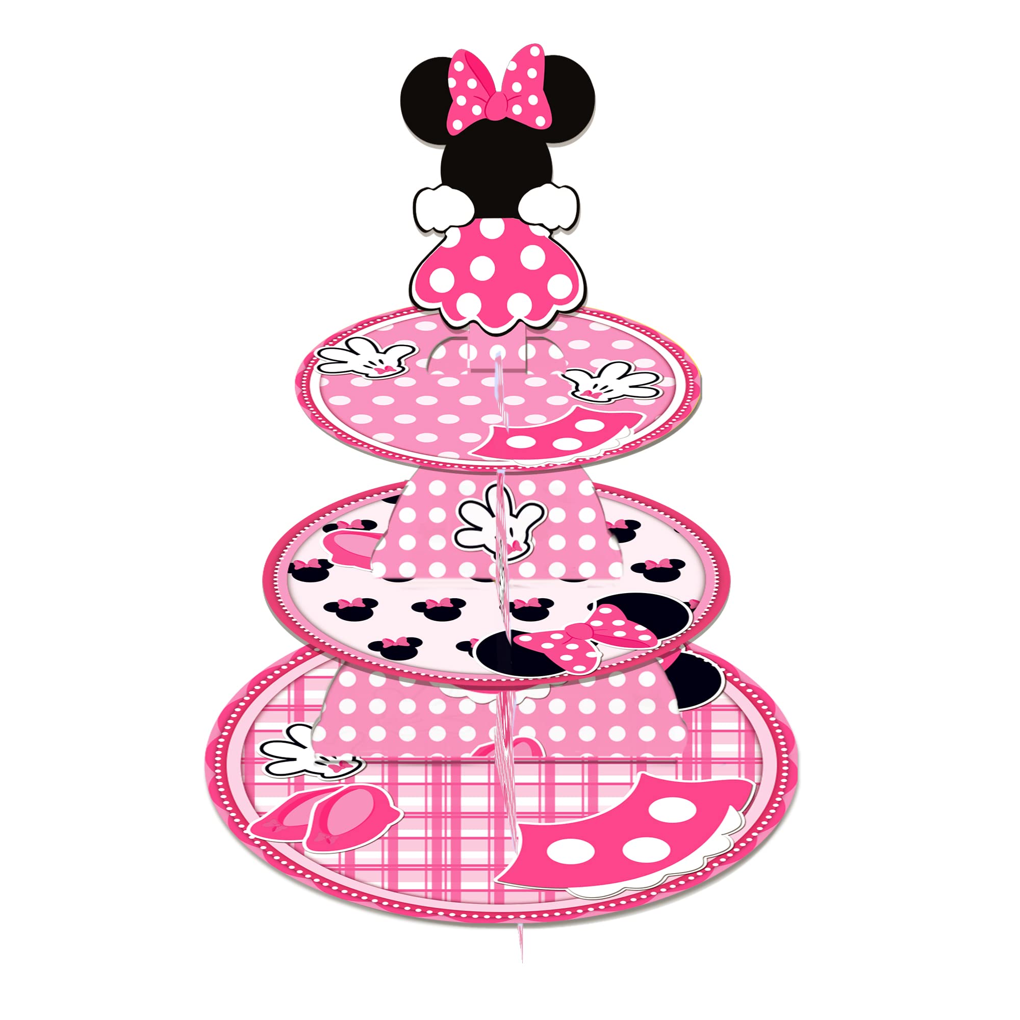 Photo 1 of Pink Minnie Cupcake Stand 12Inch Cardboard Cupcake Tray for Wedding Birthday Baby Shower Pink Minnie Birthday Party Supplies