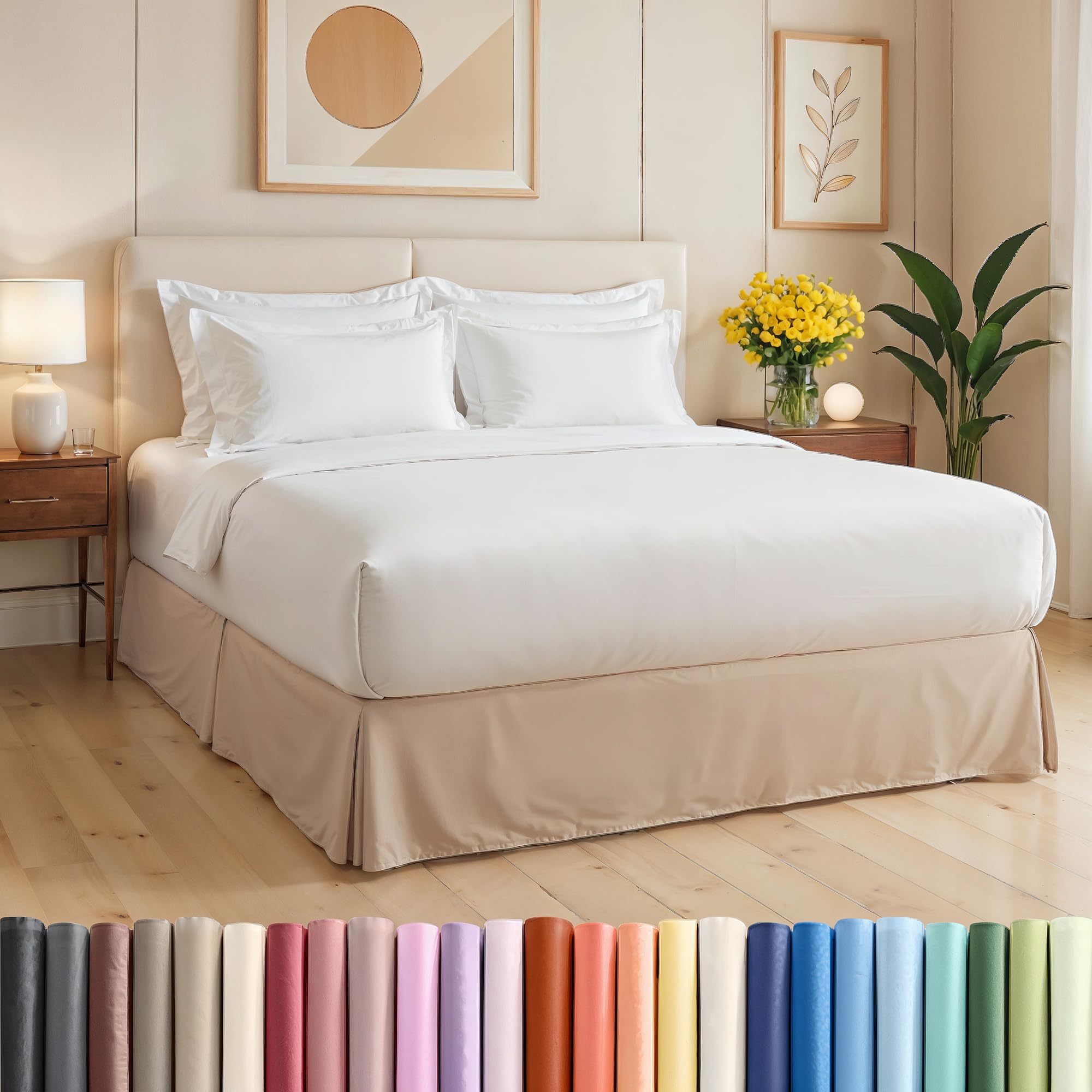 Photo 1 of Pleated Bed Skirt King Size - 3 Sided Pleated Bed Skirt King - Ultra-Soft, Easy Fit with 12 Inch Tailored Drop - Hotel Quality, Wrinkle Free & Fade Resistant - for Women, Men, Kids & Teens - Cream