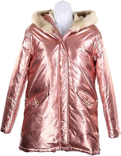 girls metallic puffer coat