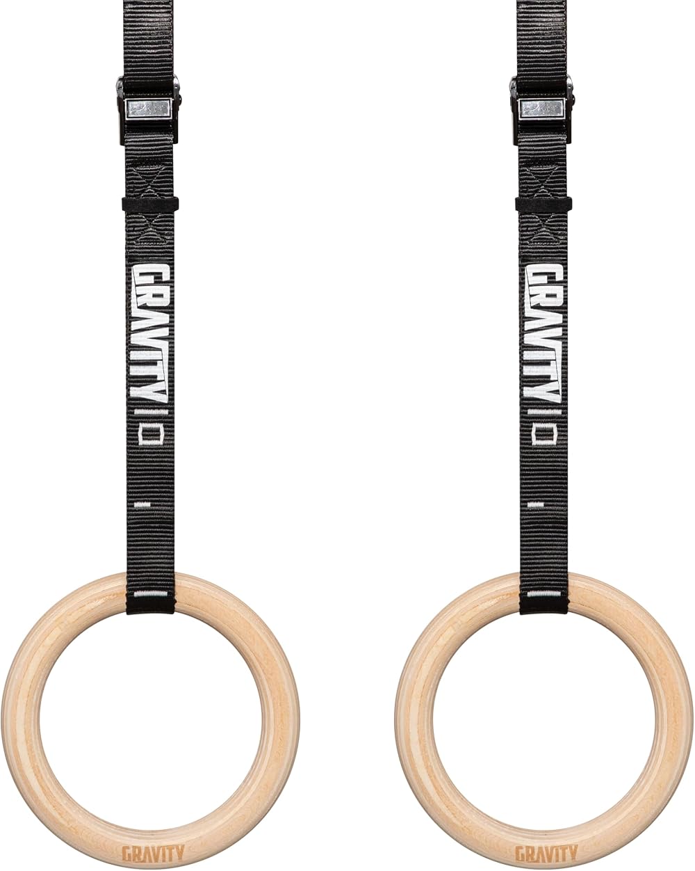 GRAVITY FITNESS Wooden Gymnastic Rings 28mm with Adjustable Straps Buckle