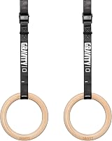GRAVITY FITNESS Wooden Gymnastic Rings 28mm with Adjustable Straps Buckle