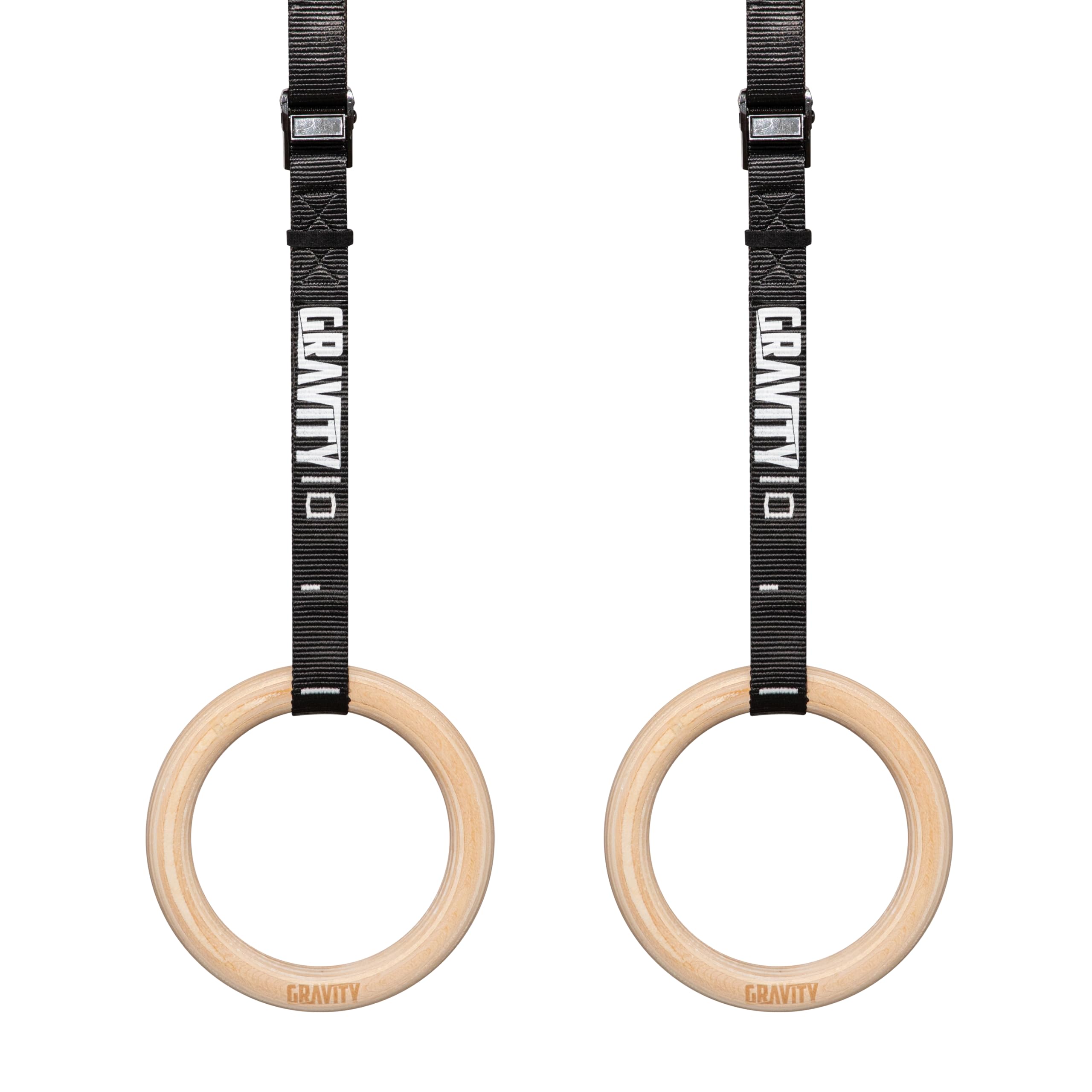 GRAVITY FITNESS Wooden Gymnastic Rings (28mm) with Adjustable Straps with Buckle – Premium Calisthenic Olympic Rings for Gymnastics, Crossfit, Fitness Training for Home & Gym Workouts