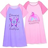 Play Tailor 2Pcs Girls Nightgowns Kids Pajamas Princess Nightgown Dress Sleepwear for Toddler Little Girls