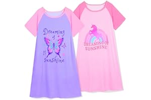 Play Tailor 2Pcs Girls Nightgowns Kids Pajamas Princess Nightgown Dress Sleepwear for Toddler Little Girls