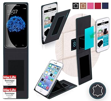 reboon Hülle für Doogee Valencia 2 Y100 Pro Tasche Cover Case Bumper | Schwarz Leder | Testsieger