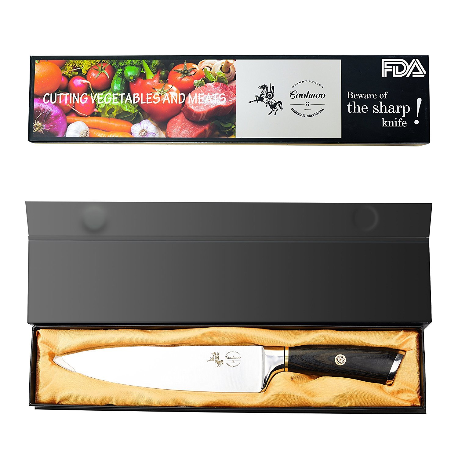 Küchenmesser, Profi 20cm Kochmesser ,Chefmesser, Gemüsemesser,Allzweckmesser, Kartoffelschälmesser aus hochwertigem Carbon Edelstahl,Extra Scharfe Messerklinge, Ergonomischer Holz-Griff