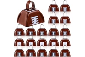 Landhoow 20 Pcs Football Cow Bells Noise Maker Metal Cowbell with Handle Novelty Hand Percussion Cowbells for Sporting Events Football Games Party Favors Football Supplies, 2.95 x 2.36 x 2.95 Inch
