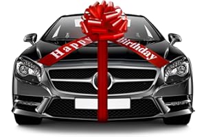 WILLBOND Big Happy Birthday Car Bow Large Decorative Gift Wrapping Giant Pull Ribbon Bow for Birthday Christmas Party Decoration(20 Inches,Red)