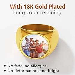 FindChic Customized Signet Photo Rings Round Chunky