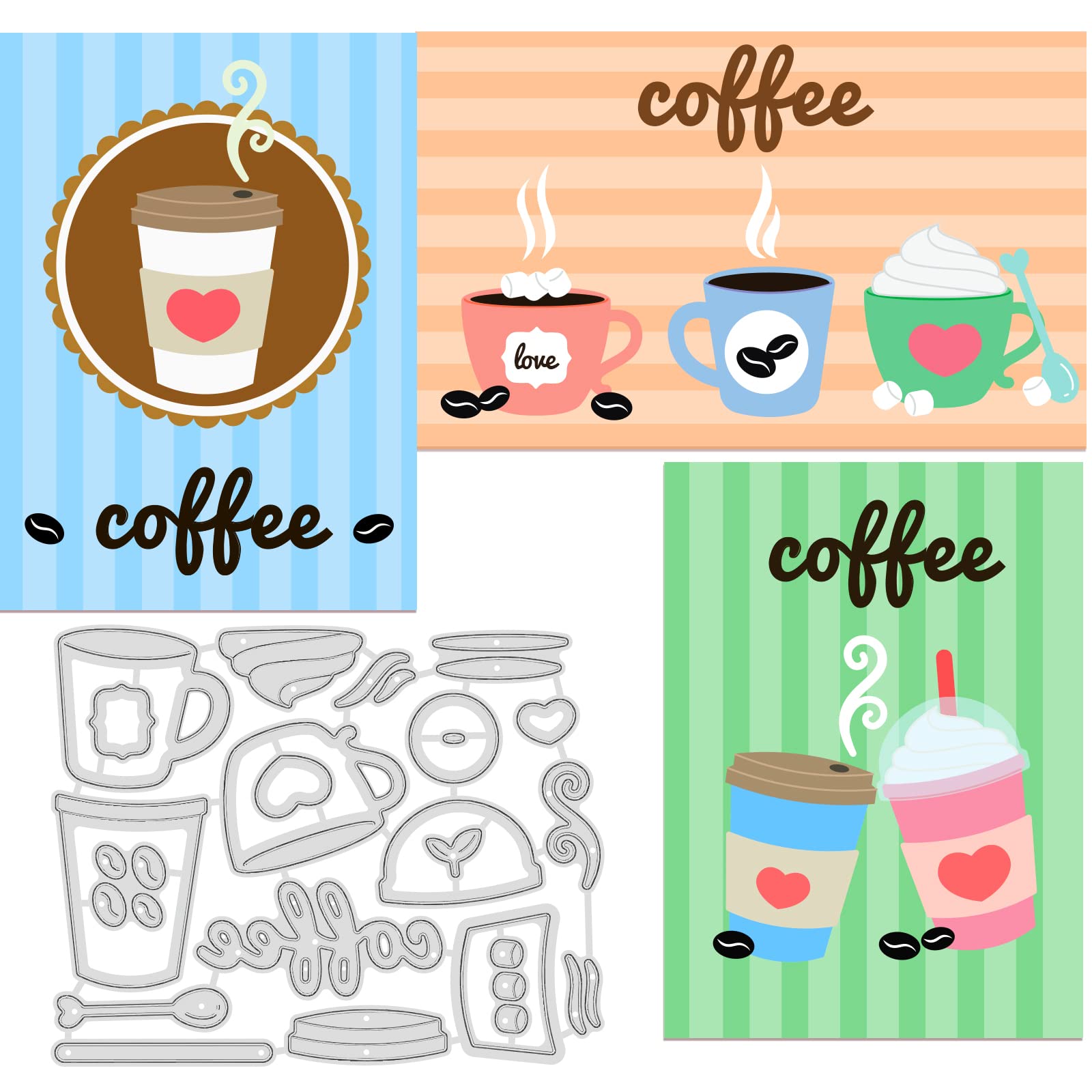 INFUNLY 16pcs Christmas Coffee Cup Cutting Dies Tea Cup Metal Die Cuts Embossing Stencils Tool for Card Making DIY Scrap-Booking Album Decorative โ image 1