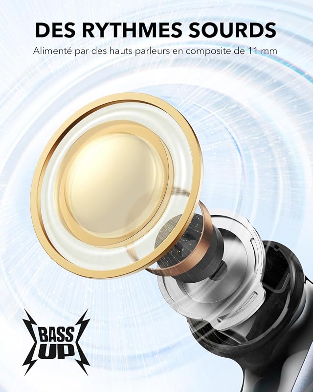 Fones de ouvido bluetooth sem fio anker soundcore p40i com cancelamento de ruído adaptativo, graves profundos, 60 horas, suporte para telefone, ipx5, carregamento sem fio, bluetooth 5.3