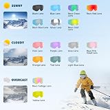 Findway Kids Ski Goggles OTG Anti-Fog UV Protection Silver view 7