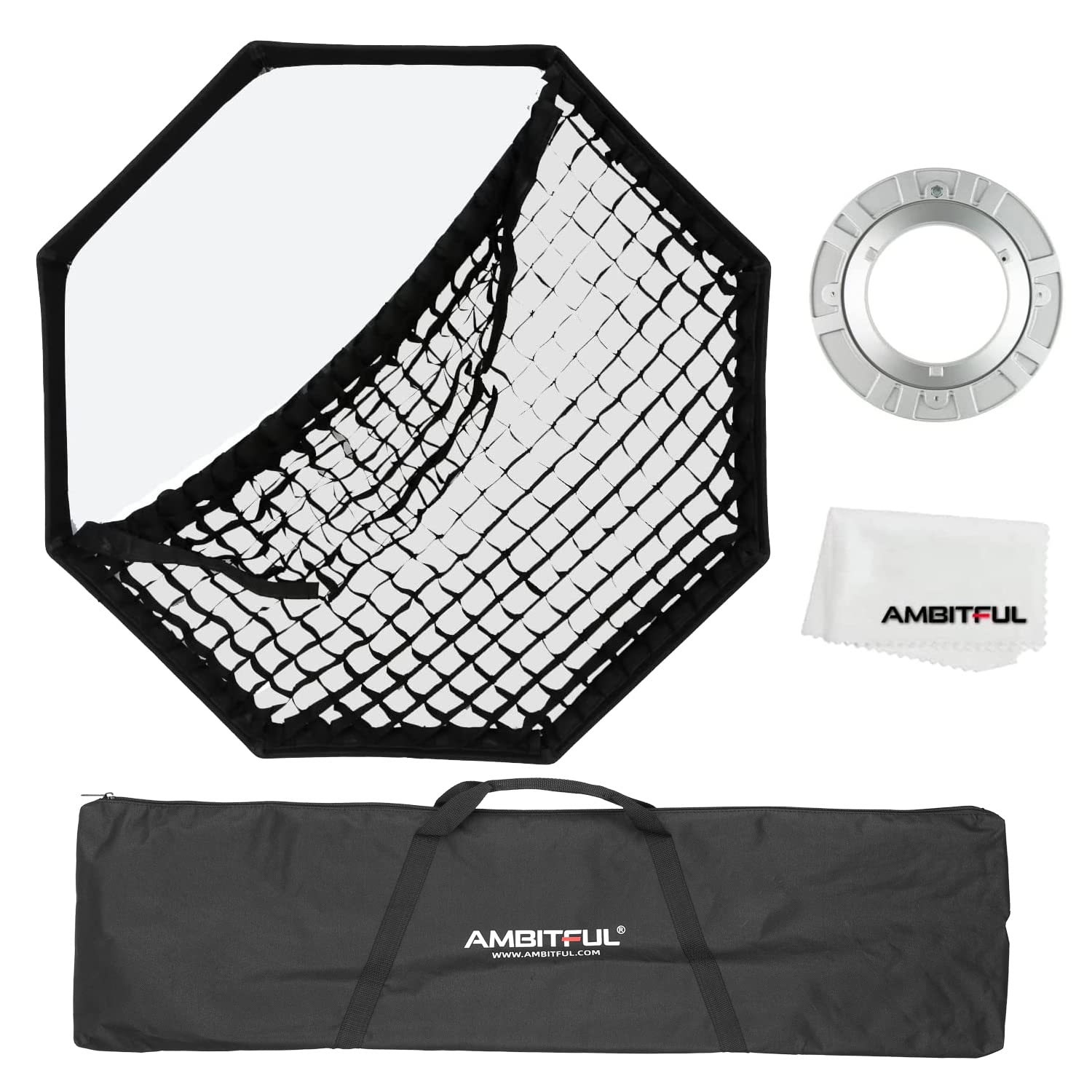 AMBITFUL Softbox 120cm/47.2inch Octagon Honeycomb Grid Bowens softbox, with Honeycomb Grid + Carrying Bag, for Bowens Mount lamp