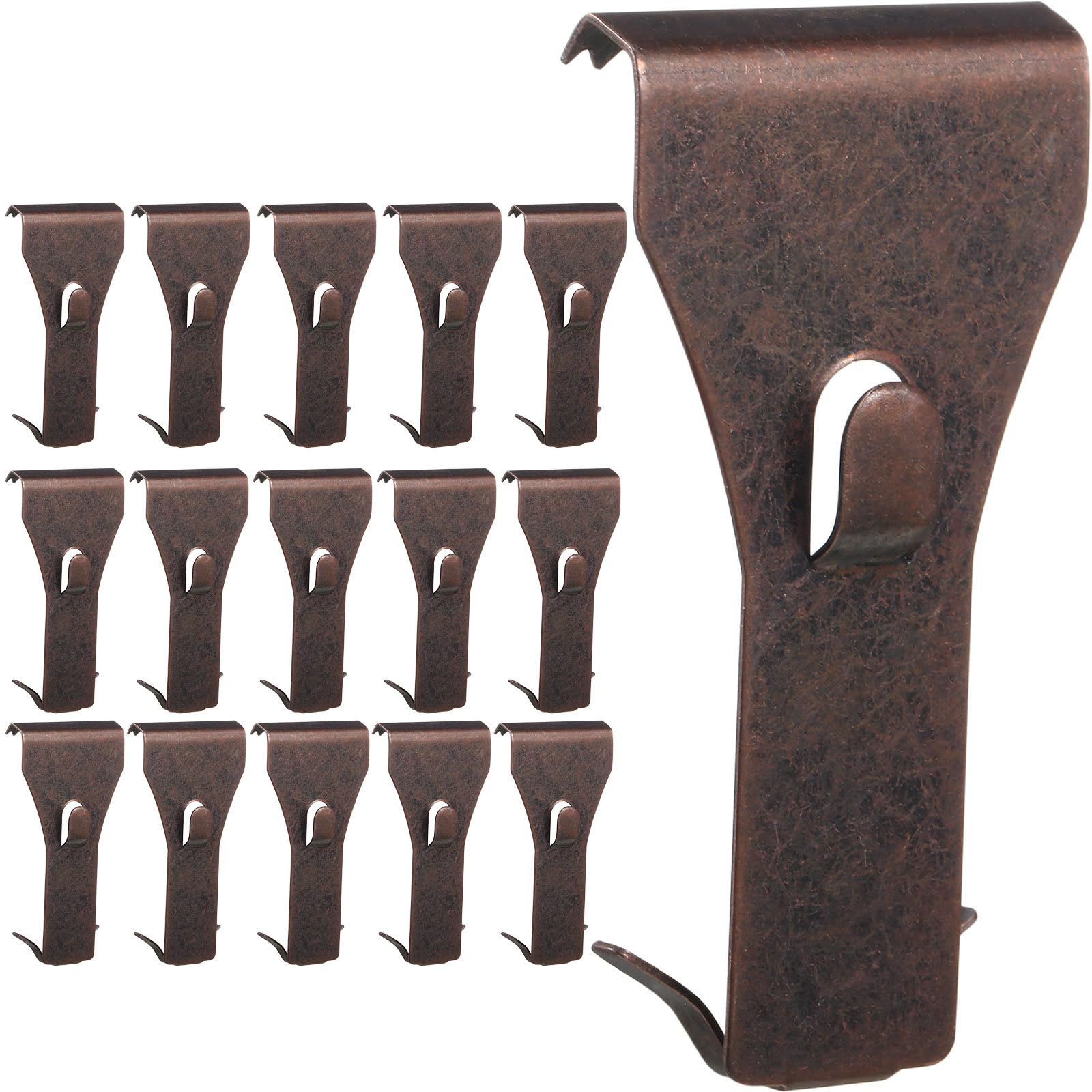 Ripeng Brick Wall Clips for Hanging Outdoors Metal Brick Hook Spring Steel Clip Picket Lamp Picture Hanger Fastener Suitable for 2-1/4 inches to 2-3/8 inches High Bricks (Copper Red,16 Pieces)