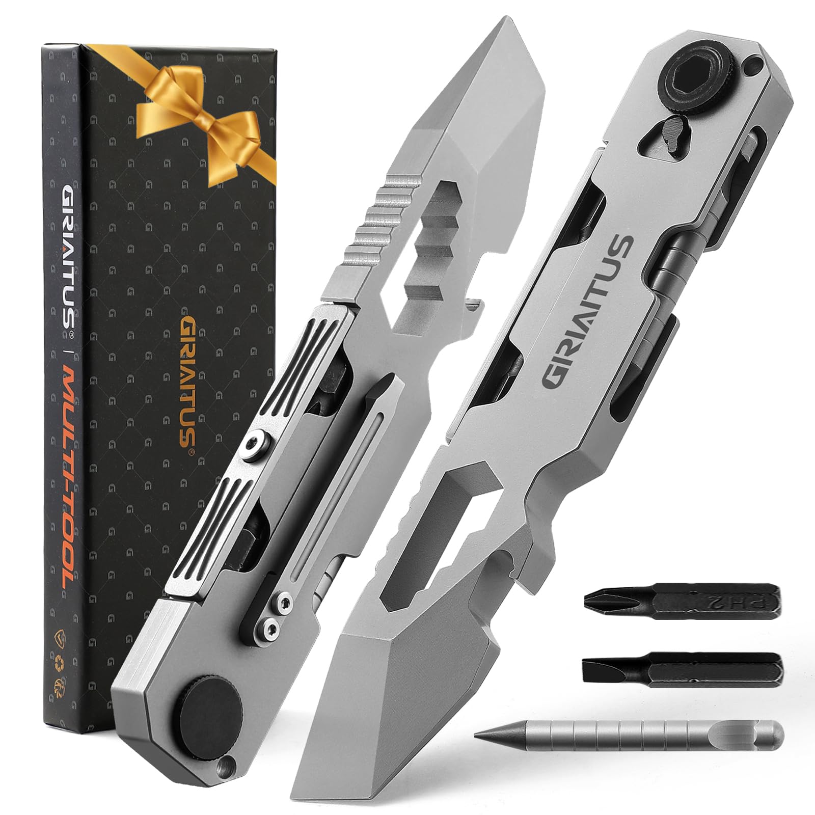 Gifts for Men Camping Essentials 10IN1 Multi Tool EDC Pry Bar Camping Accessories with Bi-Directional Ratchet Screwdriver Everlasting Pen Wrenches Crowbar Bottle Openers Christmas Gifts