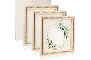 Wenqik 4 Pack Beaded Wood Canvas Panels Unfinished Wooden Blank Framed Signs Boho Style Panel Boards Square Plaques for DIY Crafts Painting Pouring Drawing Art Projects(8 x 8 Inch)