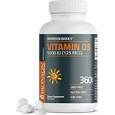 Bronson Vitamin D3 5000iu (125mcg) Non-GMO Gluten-Free Soy-Free 360 Tablets | Immune, Bone, Joint, Breast, Heart, and Colon Health Supplement