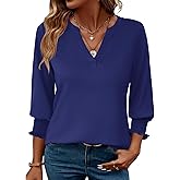 LOMON Women's 2026 Fashion Tops 3/4 Length Sleeve Business Casual Blouses Summer Tees Shirts S-4X