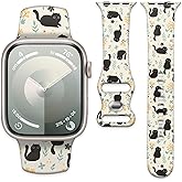 Sport Watch Band Compatible with iWatch Band 38mm 40mm 41mm Women, Soft Silicone Floral Print Sport Strap Replacement Wristbands for iWatch Series Ultra 9 8 7 6 5 4 3 2 1 SE