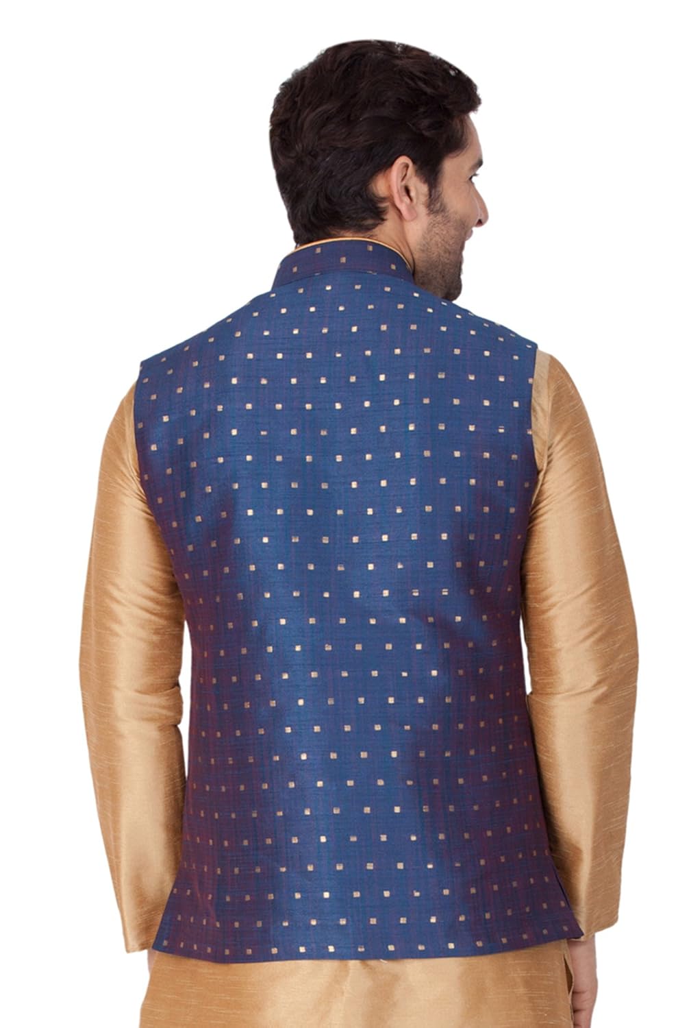 vastramay mens cotton blend nehru jackets (blue_vasmj009bu)