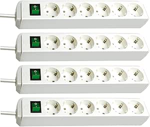 EXTRASTAR-Regleta para 6 enchufes con interruptor (1,5 m) color blanco