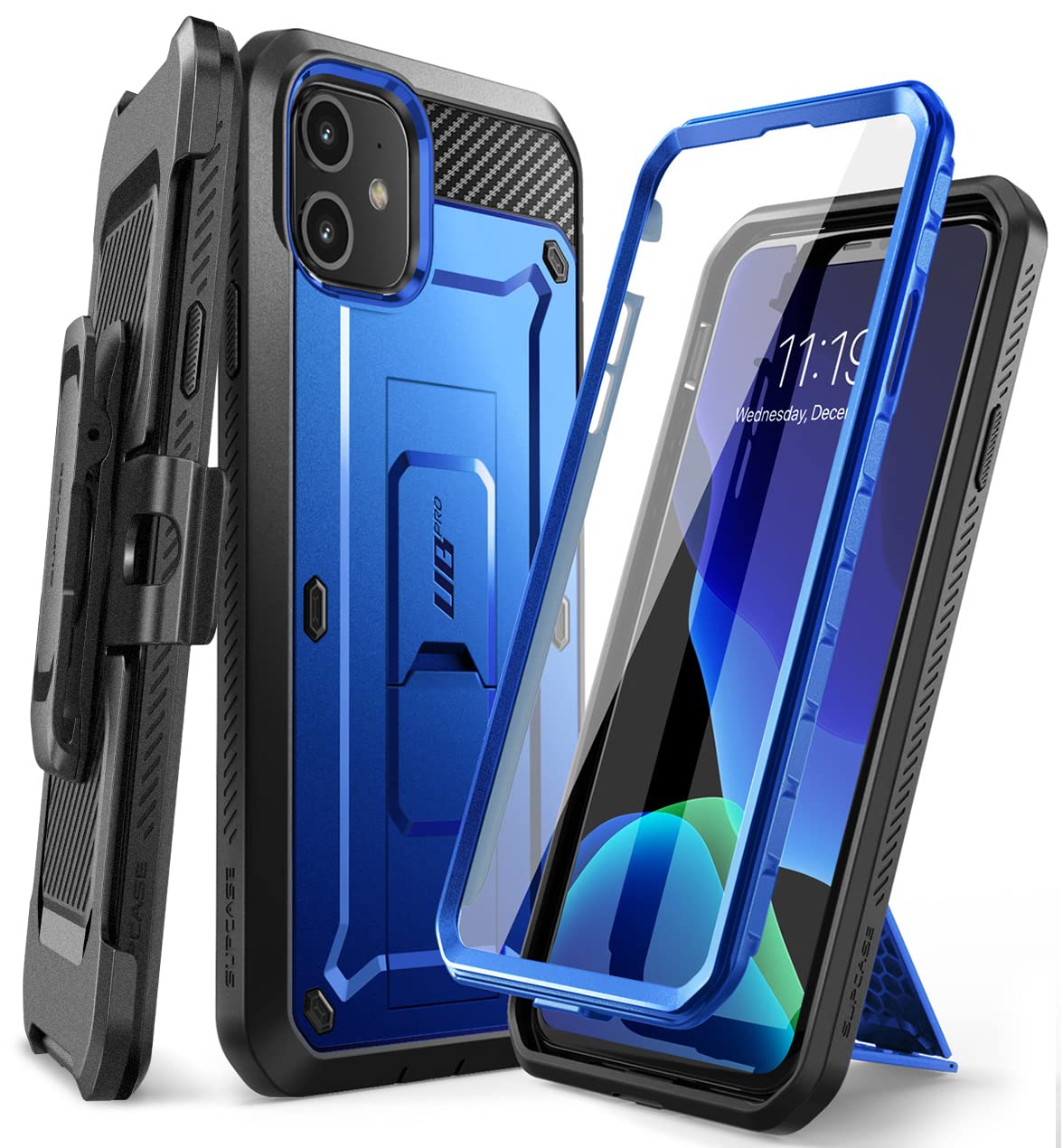 SUPCASE Unicorn Beetle Pro Full-Body Rugged Holster Case for 6.1-Inch iPhone 11 (2019 Release), Dark Blue