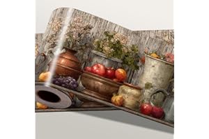 IOHEFY Harvest Jar Wallpaper Border 196x4 Inch Removable Wall Border Peel and Stick Rustic Pumpkin Sunflower Floral Design for Kitchen Living Room Bedroom Wall Trim Decor Fall Farmhouse Country Style