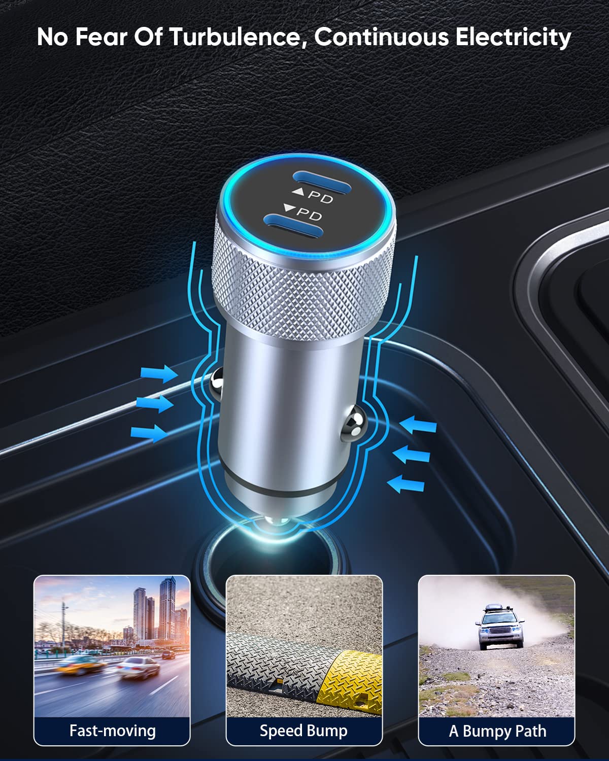 iPhone Fast Car Charger,2Pack Dual Port USB C Car Charger[MFI Certified]Power Delivery Car Adapter with 2Pack Lightning Cable Type C Rapid Car Charging for iPhone 14/14 Pro/13/12/11/X/Xs/Xr/SE/8/iPad