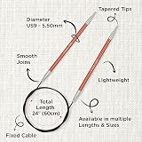 KnitPro Zing Fixed Circular Needles 24in 60cm 5.50mm Brand New view 3